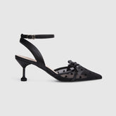 Ankle Wrap Heeled Sandals Black